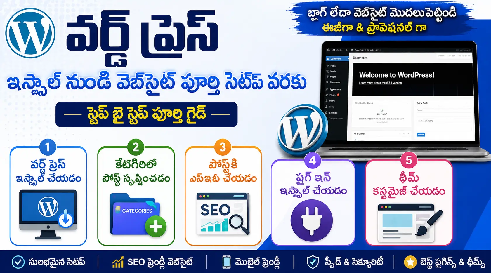 WordPress Website Setup to SEO పోస్ట్ పబ్లిష్ వరకు పూర్తి గైడ్